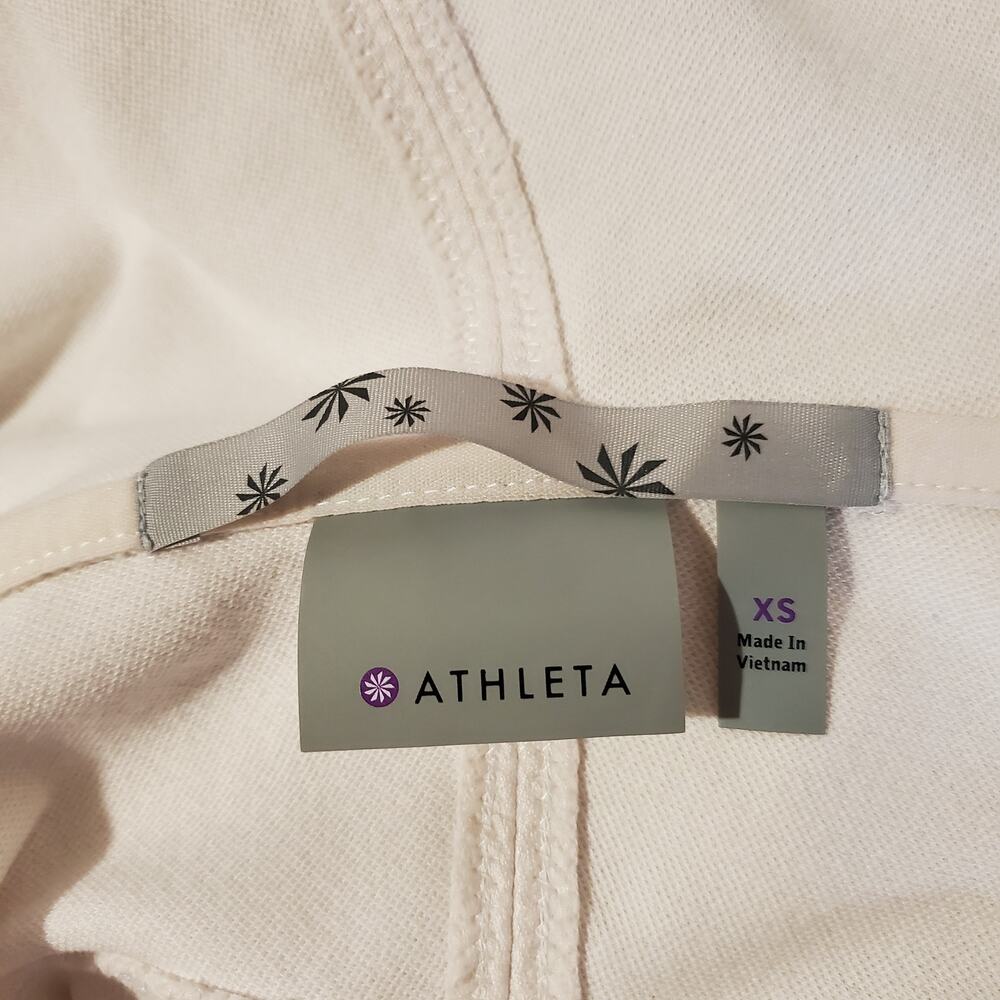 Athleta Swerve Hooded Zip Up Cropped Athletic Jacket Womens Size XS White Active - Picture 10 of 13